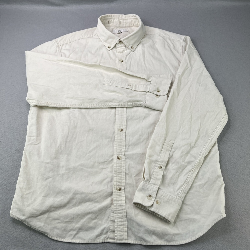 Banana Republic Men's Slim Fit Large Beige Corduroy Shirt Long Sleeve Untucked